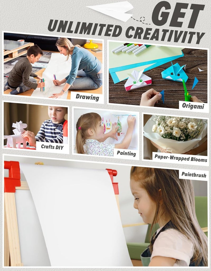 Joyooss Easel Paper Roll 18” x 984” (82’), Arts and Crafts Drawing Paper Roll of Paper for Painting Kids Easel, Coloring Art Paper, White Paper Roll of Crafting Activity Projects Supplies - Image 5